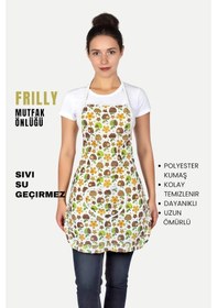 Resim Frilly İkili Paket Mutfak Önlüğü Sıvı Geçirmez Su Geçirmez Mutfak Önlüğü Elmalı 