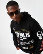 Resim Oversize Kapşonlu Sweatshirt Şardonlu Slogan Baskılı 