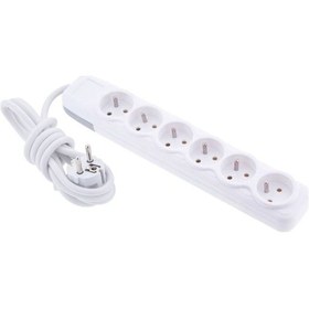 Resim Far 6'lı Grup Priz 5 Metre Lara Topraklı Elektrik Prizi Beyaz F509c 