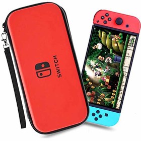 Resim Nintendo Switch Hard Case Kılıf Switch Taşıma Çantası Oyun Bölmeli Darbe Emici Kapak Su Geçirmez RED 