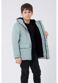 Resim Firststops Erkek Çocuk Mint Yeşil Içi Kürklü Su Ve Rüzgar Geçirmez Kapüşonlu 3 Cep Kışlık Mont & Kaban & Parka Mint Yeşili 