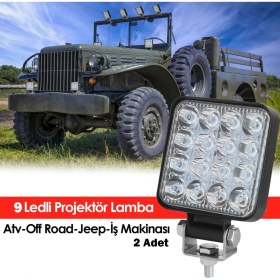 Resim 9 Ledli Projektör Lamba Atv Off Road Jeep Iş Makinası 2 Adet 