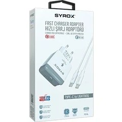 Resim Syrox Umut Bilişim Teknolojileri _ IPHONE12,12 Pro Max 18W Uyumlu Adaptör ve Şarj Aleti+Kablo (Set Halinde Gönderim) PD18L 