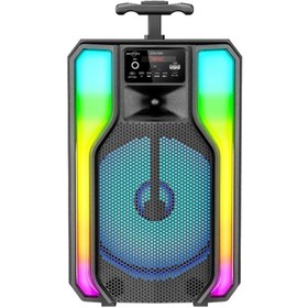 Resim LEERFEI Bluetooth Hoparlör Karaoke Mikrofon Hediyeli Valiz Model Speaker Led Işıklı Radyo Usb Sd Girişli 