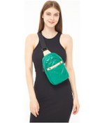 Resim Morpelikan Paraşüt Kumaş Kadın Üç Bölmeli Omuz Çantası Yeşil 