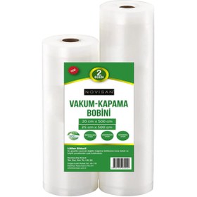 Resim Novisan 1 Adet 20cmx5 Mt + 1 Adet 25cmx5 Mt Toplam 10 Metre Vakum Bobini Tırtıklı Ev Tipi Vakum Poşeti 