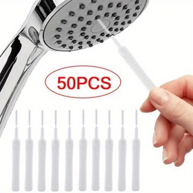 Resim 50 Mini Duş Temizleme Fırçası Duş Başlığı Anti-tıkanma Naylon Fırça Bilgisayar Klavyesi Temizleyici Telefon Deliği Toz Temizleme Aracı 