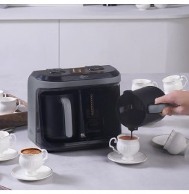 Resim Karaca Türk Kahve Makinesi, Közde ve Aromalı Türk Kahvesi, Aynı Anda 2 Cezve Kullanımı 10 Fincan Kapasite 