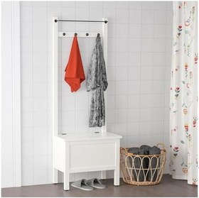 Resim IKEA Hemnes Havluluk Ve Bank, Beyaz Renk MeridyenDukkan 64x37x173 cm Düzenleyici Mobilya 