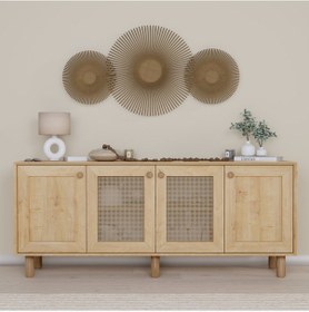 Resim Bohem Serisi Natura 2 Kapak Pvc Hasır Desen Ceviz - Meşe Konsol Safir Meşe 