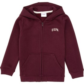 Resim U.S. Polo Assn. Erkek Çocuk Bordo Fermuarlı Kapüşonlu Örme Hırka 50313852-VR177 