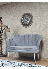 Resim Zafir İkili İstiridye Beyaz Boyalı Sivriltme Ayak Çay Seti Koltuk Tekli Berjer , İkili Berjer Koltuk Gri 