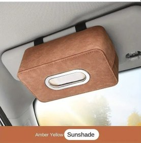 Resim Dashanshop Lüks Pu Deri Güneşlikli Araç Mendillik Kılıfı Evrensel Başlıklı Sert Kutu Kahverengi 