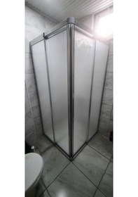 Resim Girayduşakabin 90x120 Parlak Profil Mika Köşe Girişli Kabin Gümüş 