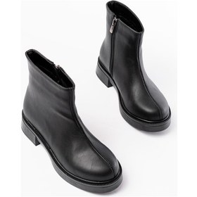 Resim 02-3033 Siyah Fermuarlı Günlük Kadın Bot Acı Kahverengi 