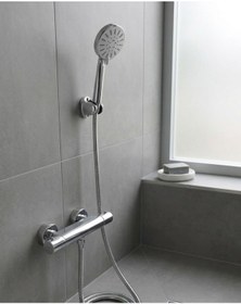 Resim Muratech Krem Duş Başlığı Seti 4 Kademeli El Duşu Spiral Hortumlu Banyo Seti 