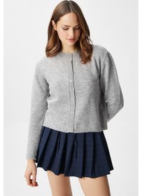 Resim Kadın Nina Bisiklet Yaka Gri Basic Hırka Gri 