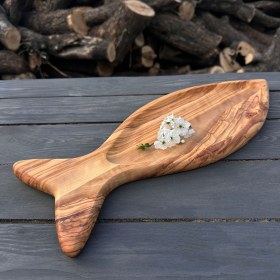Resim Egedeneve Zeytin Ağacı Balık Formlu Tabak Küçük 