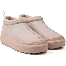 Resim Kadın Krem Süet İçi Kürklü Bot - Kalın Tabanlı, Rahat, Kaymaz, Günlük Ve Kışlık Krem 