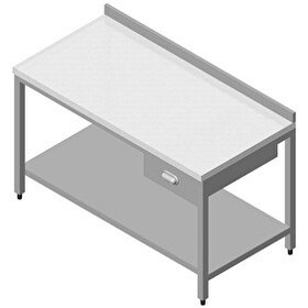 Resim Öztiryakiler Çalışma Tezgahı Polietilen Tab. Taban Raflı Tek Çekmeceli 120x60 CM 