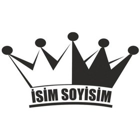 Resim Kral Tacı Isim Soyisim Oto Motor Laptop Duvar Folyo Sticker 50 X 25 Cm 