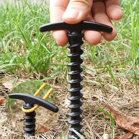 Resim 10 adet Açık Hava Zemini Kazıkları - Kamp için Rüzgar Geçirmez Kanvas Çadır Spiral Çivileri, Açık Hava Araçları Kırmızı Siyah Yeşil 