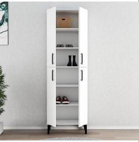 Resim Ferniso Mobilya 4 Kapak 6 Bölmeli Ayakkabılık Full Beyaz 