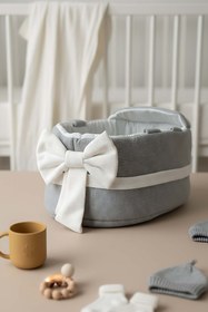 Resim Bow Kurdele Gri Bebek Taşıma Çantası 