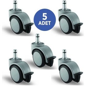 Resim 5 Adet Ec03Mkt50F. Pimli Frenli Mobilya Tekerleği Koltuk Tekeri. 
