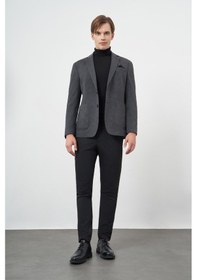 Resim İmza Lacivert Örme Mono Yaka 6 Drop Slim Fit Ceket 1002245152 Lacivert 