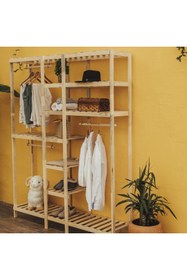 Resim pinoxi Ahşap Açık Gardırop 3 Askılı 190x150x37 Cm Çok Amaçlı Dolap %100 Masif Çam Ağaç 