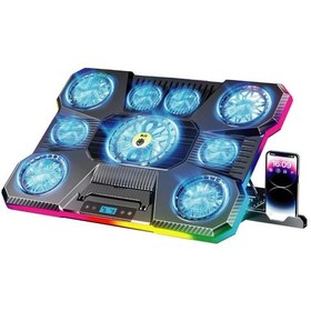 Resim Miaxtreme Siyah Rgb 9 Fanlı Lcd Ekranlı 10-19" Inç 2.400rpm Telefon Tutacaklı Notebook Dizüstü Soğutucu Stand 
