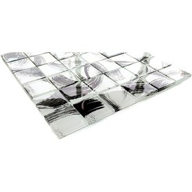 Resim MozaiKristaL Tüm yüzeyler için 48x48mm, Beyaz-Siyah desenli 30x30cm Fileli Kristal Mozaik. ( 1 m2 Fiyatıdır) 
