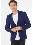 Resim Sposo G-221 Dar Kalıp Örme Kumaş Lacivert Erkek Blazer Ceket Lacivert 