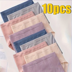 Resim 10 Adet Kadınlar İçin Yüksek Bel Karın Kontrollü Dikişsiz, Opak Günlük ve Özel Günler İç İç Çamaşırı - Yumuşak, İz Bırakmayan Tasarım, Renksiz/Pembe/Mor Serisi - Şık ve Esnek Kumaşa Sahip Zarif Günlük ve Resmi Giyim İçin Temel Parça 