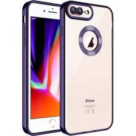 Resim Apple iPhone 7 Plus Kılıf Kamera Korumalı Logo Gösteren Zore Omega Kapak-Derin Mor 