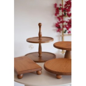 Resim Justwood 4lü 29 cm Lucca Pastalık, 29 cm Risus, 17 x 30 Risus,2 Katlı Kek Standı Ahşap Çeyiz Seti 