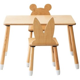 Resim Woodnjoy Düz Etkinlik Masası 2 Sandalyeli Kahverengi 