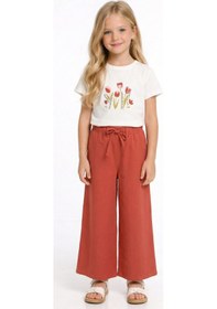 Resim Xo Kids Kız Çocuk 3lü Alt Üst Kombin Takmı 4-8 Yaş Set0513 Kiremit 