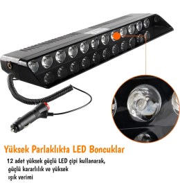 Resim Carub Araç Içi Çakar Cama Vantuzlu Çakmaklık Girişli 12 Ledli Kırmızı Mavi Çakar Lamba 