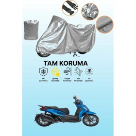 Resim Dokaca Gri Piaggio Beverly 400 Uyumlu Motosiklet Brandası, Koruyucu Örtü, Motor Branda 