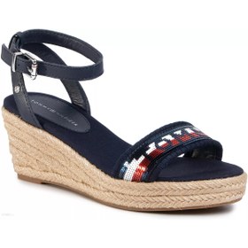 Resim Tommy Hilfiger Dolgu Topuklu Payetli Sandalet 