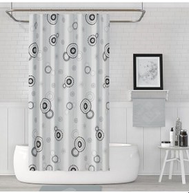 Resim Banyo Perdesi Halkalı Çiçekli Desen Yerli Üretim Duş Perdesi C-halka 180x200cm Banyo Perdesi Çok Renkli 