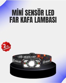 Resim Ucuztekno Kamp Ve Yürüyüş İçin Sensörlü Led Kafa Feneri Ayarlanabilir Renkli 