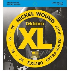 Resim D'Addario EXL180 XL Nickel Serisi Bas Gitar Tel Seti (Extra Super Light - 35-95 - Long Scale) 