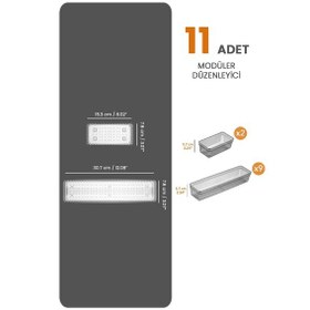 Resim 11'li Modüler Set Kaşıklık Çekmece Içi Düzenleyici Çatal Kaşık Bıçak Düzenleme Organizeri Antrasit 