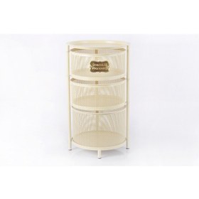 Resim Tezgah Üstü 3 Katlı Metal Açılır Kapanır Paslanmaz Sebzelik Krem 