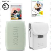 Resim Fujifilm Instax Mini Link 3 Yeşil Akıllı Telefon Yazıcısı Beyaz Çanta Ve 20'li Mini Film 