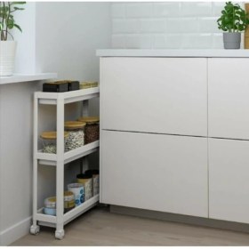 Resim Trend Maison Çok Amaçlı Raf Ünitesi 3 Katlı Slim Tekerlekli Mutfak Banyo Düzenleyici Organizer Vesken Beyaz 