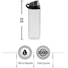 Resim 0,75 Lt Çift Renk Boyalı Ölçü Baskılı Matara-mavi Çok Renkli Plastik Diğer 